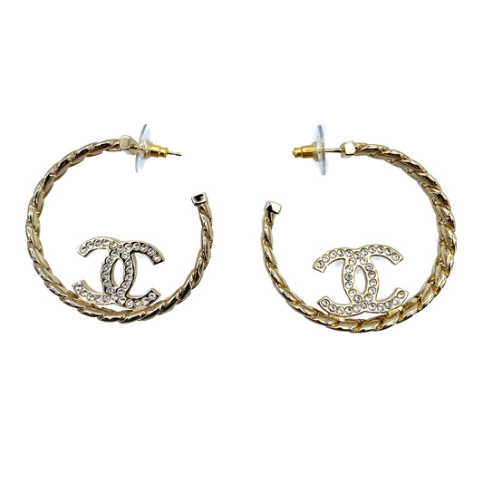 CHANEL EARRINGS HOOP COCOMARK RHINESTONE ACCESSORY B24P 90265337