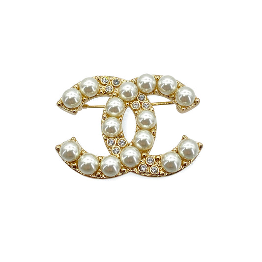 CHANEL COCOMARK BROOCH RHINESTONE FAUX PEARL ACCESSORY B24A 90265338