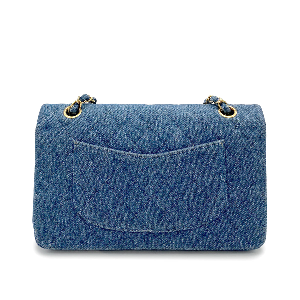 CHANEL VINTAGE CLASSIC FLAP MEDIUM CHAIN SHOULDER BAG BLUE DENIM 90265411