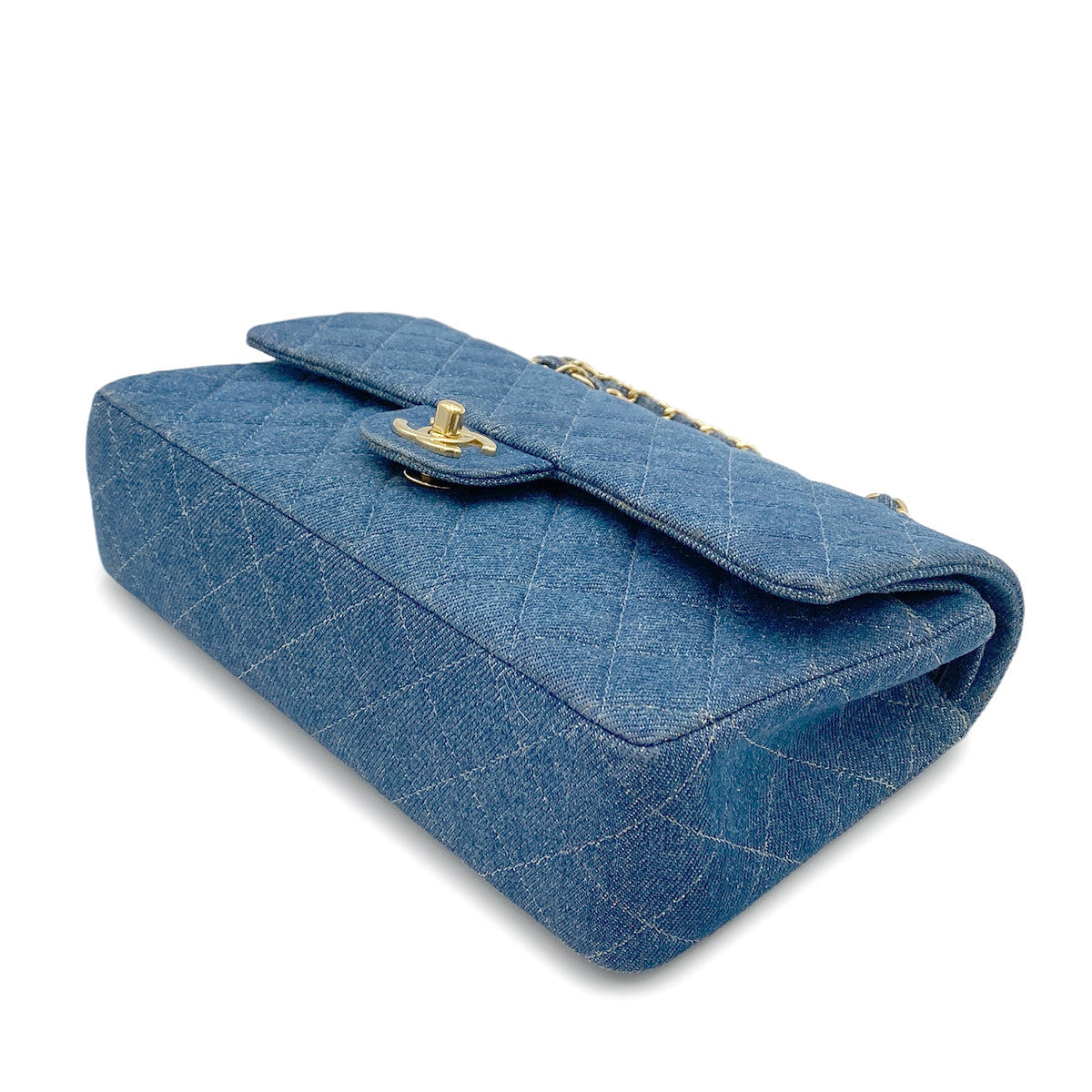 CHANEL VINTAGE CLASSIC FLAP MEDIUM CHAIN SHOULDER BAG BLUE DENIM 90265411