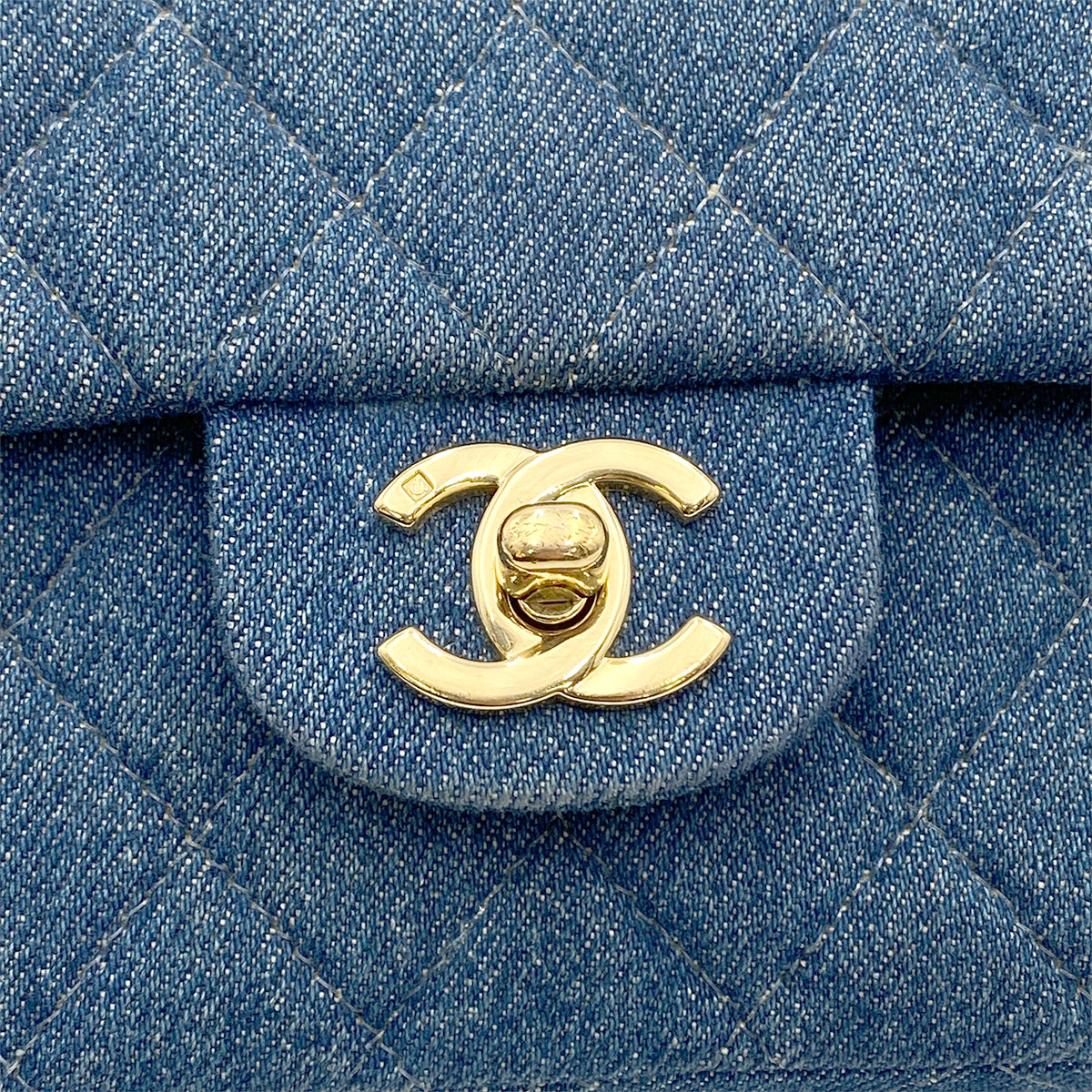 CHANEL VINTAGE CLASSIC FLAP MEDIUM CHAIN SHOULDER BAG BLUE DENIM 90265411