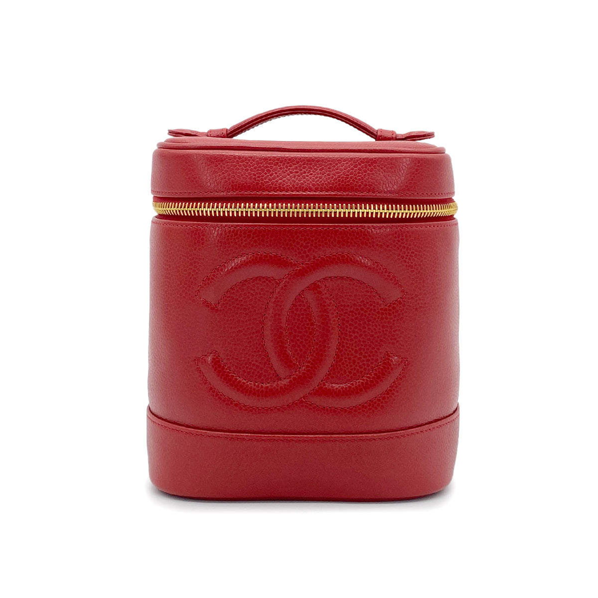 CHANEL VINTAGE VANITY HAND BAG RED CAVIAR SKIN 90265412
