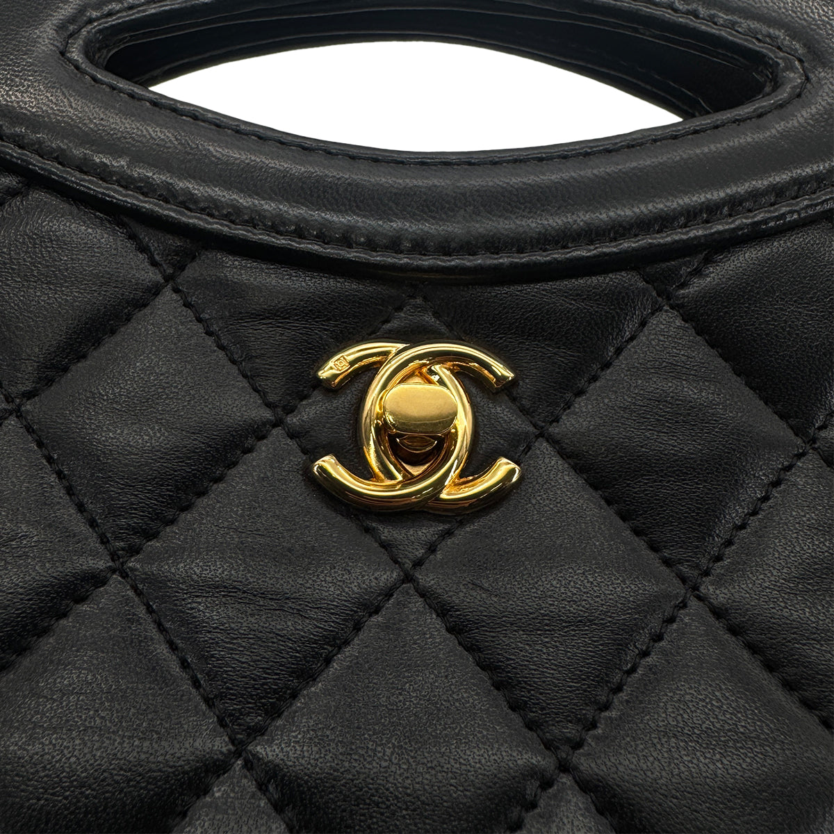 CHANEL VINTAGE 2WAY HAND CHAIN SHOULDER BAG BLACK LAMB SKIN 90265415