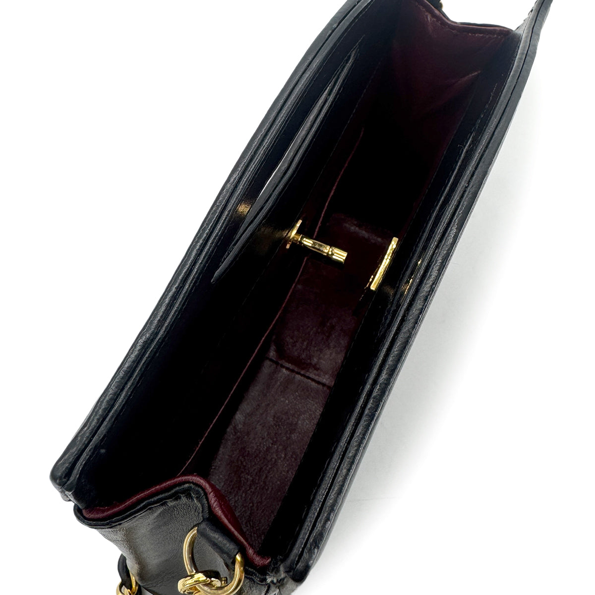 CHANEL VINTAGE 2WAY HAND CHAIN SHOULDER BAG BLACK LAMB SKIN 90265415