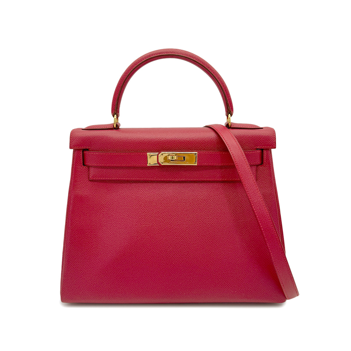 HERMES KELLY 28 RETOURNE ROUGE VIF COUCHEVEL HAND SHOULDER BAG 〇Z GHW 90265592