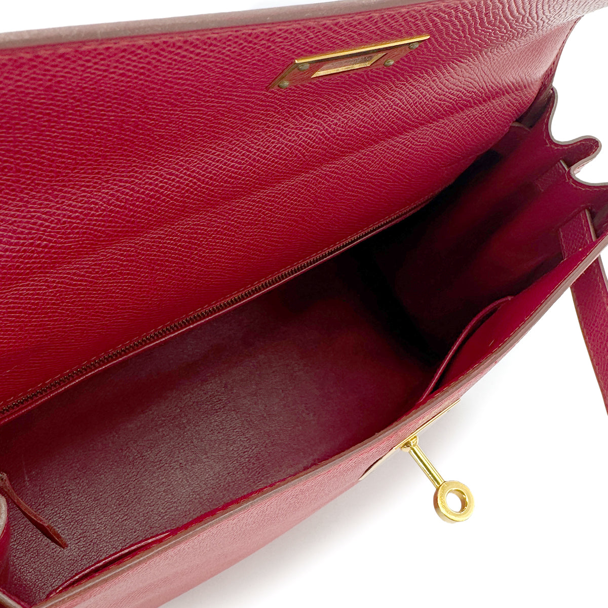 HERMES KELLY 28 RETOURNE ROUGE VIF COUCHEVEL HAND SHOULDER BAG 〇Z GHW 90265592