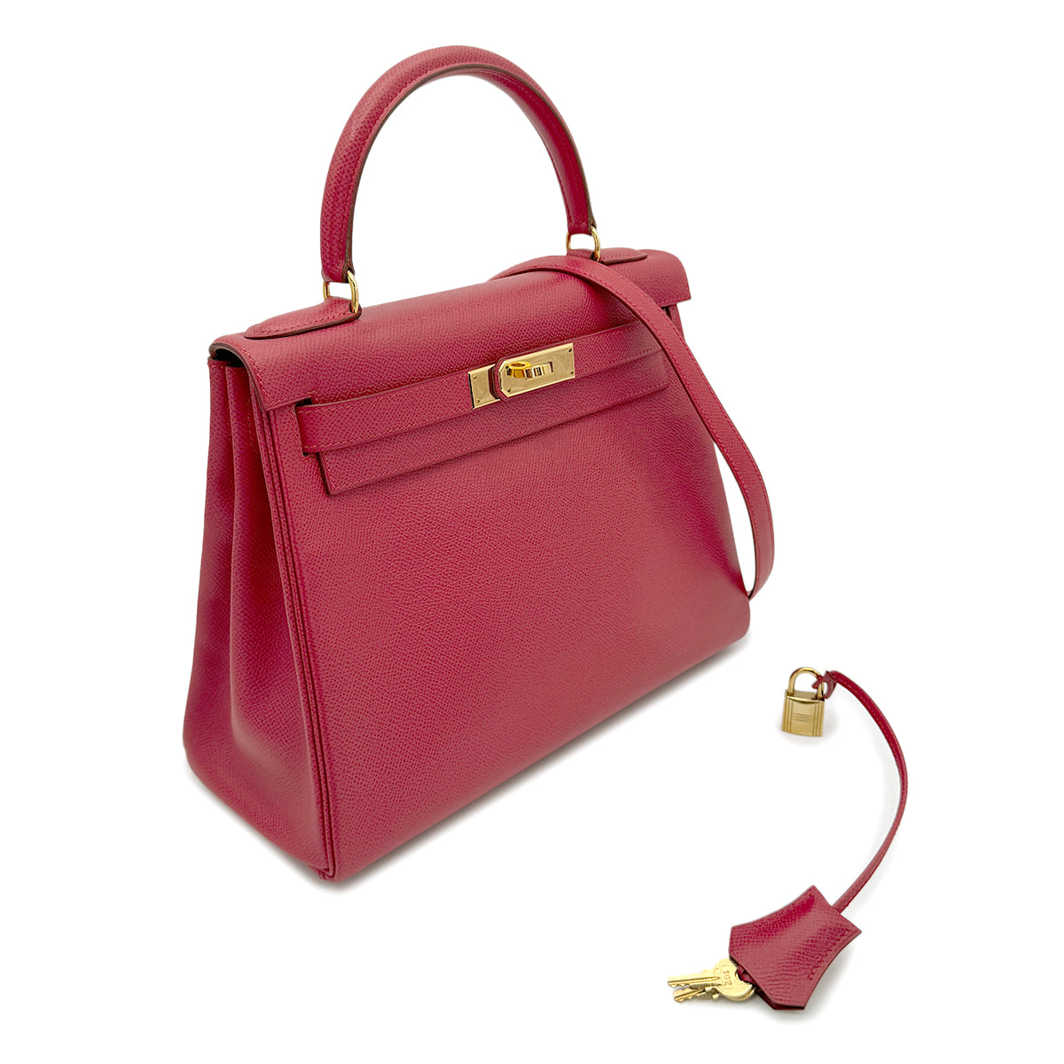 HERMES KELLY 28 RETOURNE ROUGE VIF COUCHEVEL HAND SHOULDER BAG 〇Z GHW 90265592