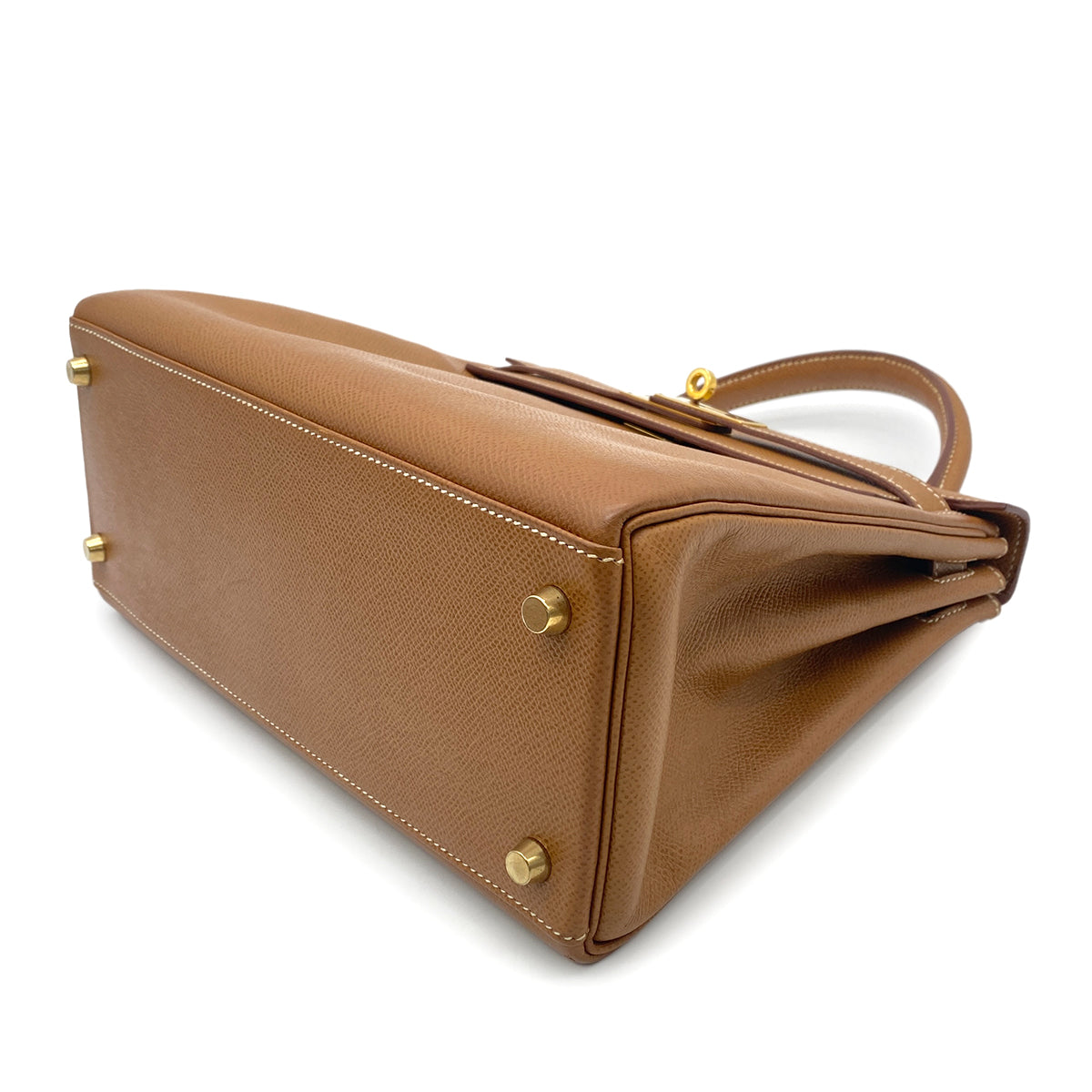 HERMES KELLY 28 RETOURNE GOLD COUCHVEL HAND SHOULDER BAG 〇Y GHW 90265593