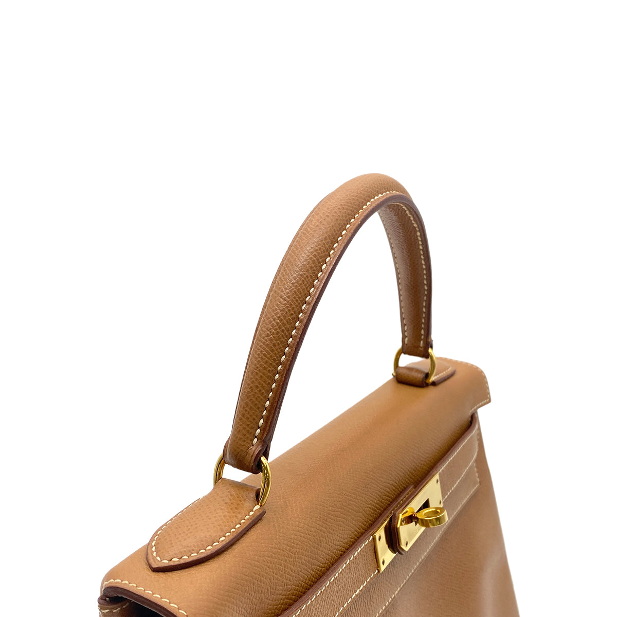 HERMES KELLY 28 RETOURNE GOLD COUCHVEL HAND SHOULDER BAG 〇Y GHW 90265593