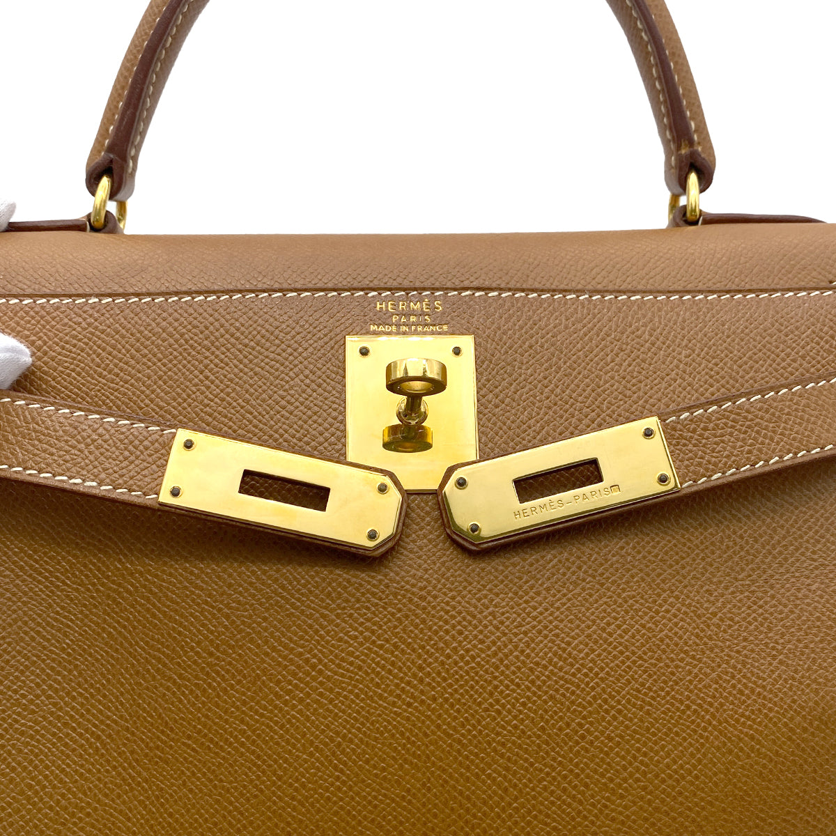 HERMES KELLY 28 RETOURNE GOLD COUCHVEL HAND SHOULDER BAG 〇Y GHW 90265593