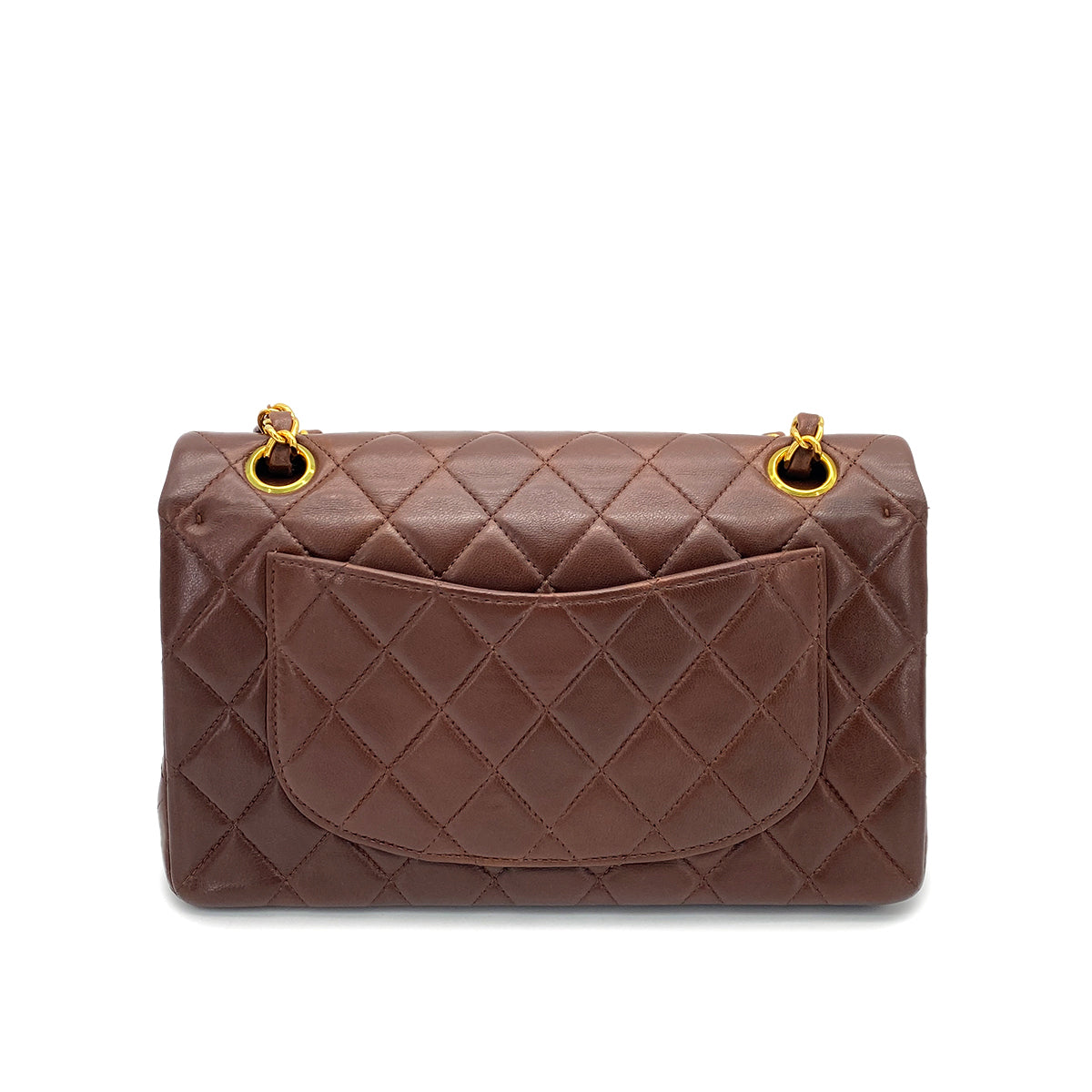 CHANEL VINTAGE CLASSIC FLAP SMALL CHAIN SHOULDER BAG BROWN LAMB SKIN 90265598