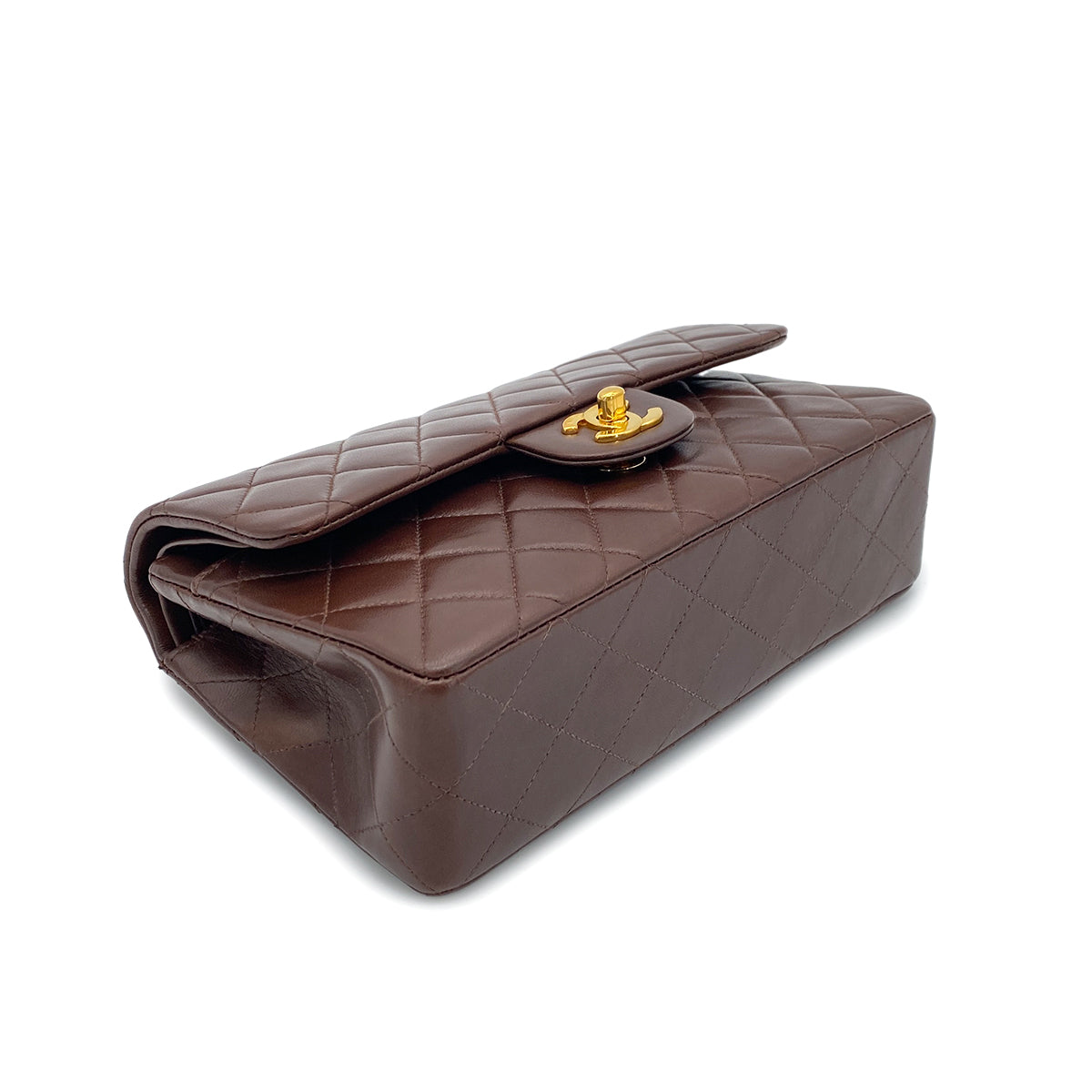 CHANEL VINTAGE CLASSIC FLAP SMALL CHAIN SHOULDER BAG BROWN LAMB SKIN 90265598