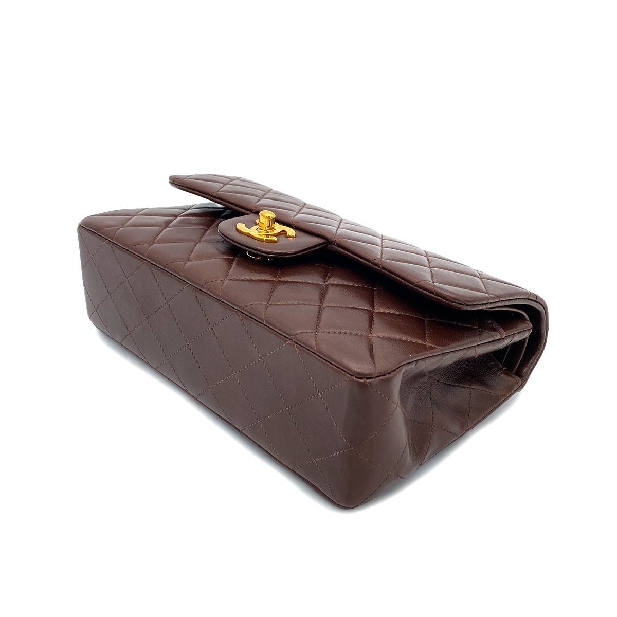 CHANEL VINTAGE CLASSIC FLAP SMALL CHAIN SHOULDER BAG BROWN LAMB SKIN 90265598