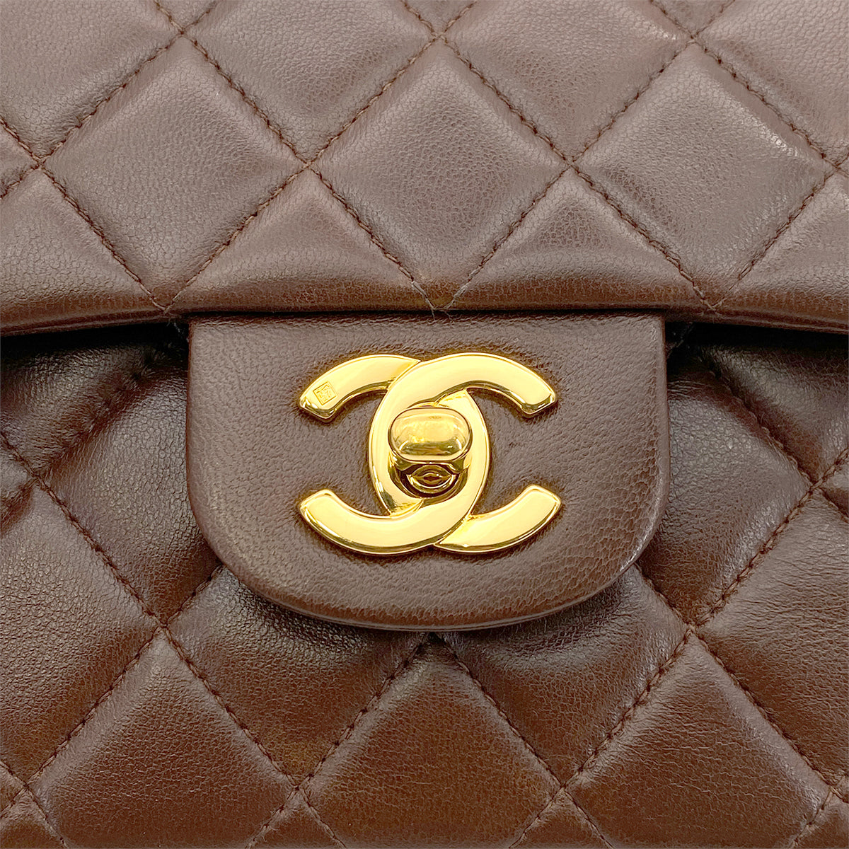 CHANEL VINTAGE CLASSIC FLAP SMALL CHAIN SHOULDER BAG BROWN LAMB SKIN 90265598