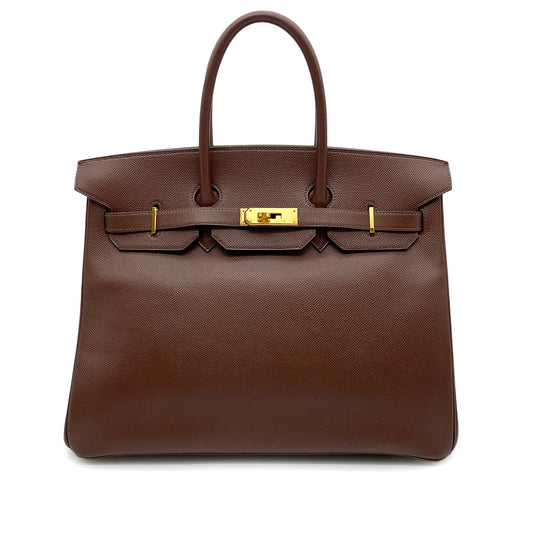HERMES BIRKIN 35 BROWN COURCHEVEL HAND BAG □A GHW 90265600