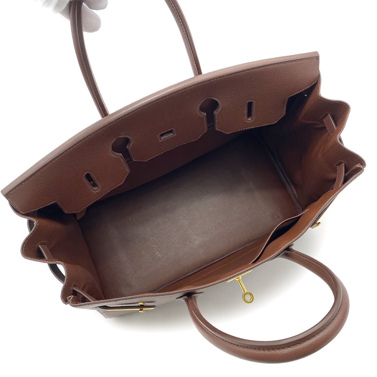 HERMES BIRKIN 35 BROWN COURCHEVEL HAND BAG □A GHW 90265600