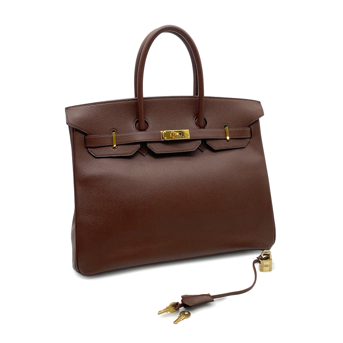 HERMES BIRKIN 35 BROWN COURCHEVEL HAND BAG □A GHW 90265600