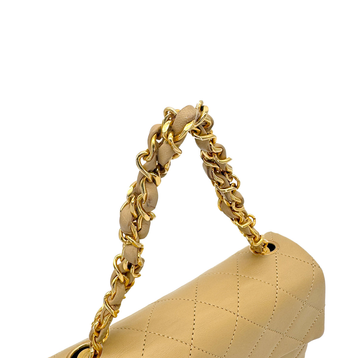 CHANEL VINTAGE MINI SQUARE 17 CHAIN HAND BAG BEIGE LAMB SKIN 90265880