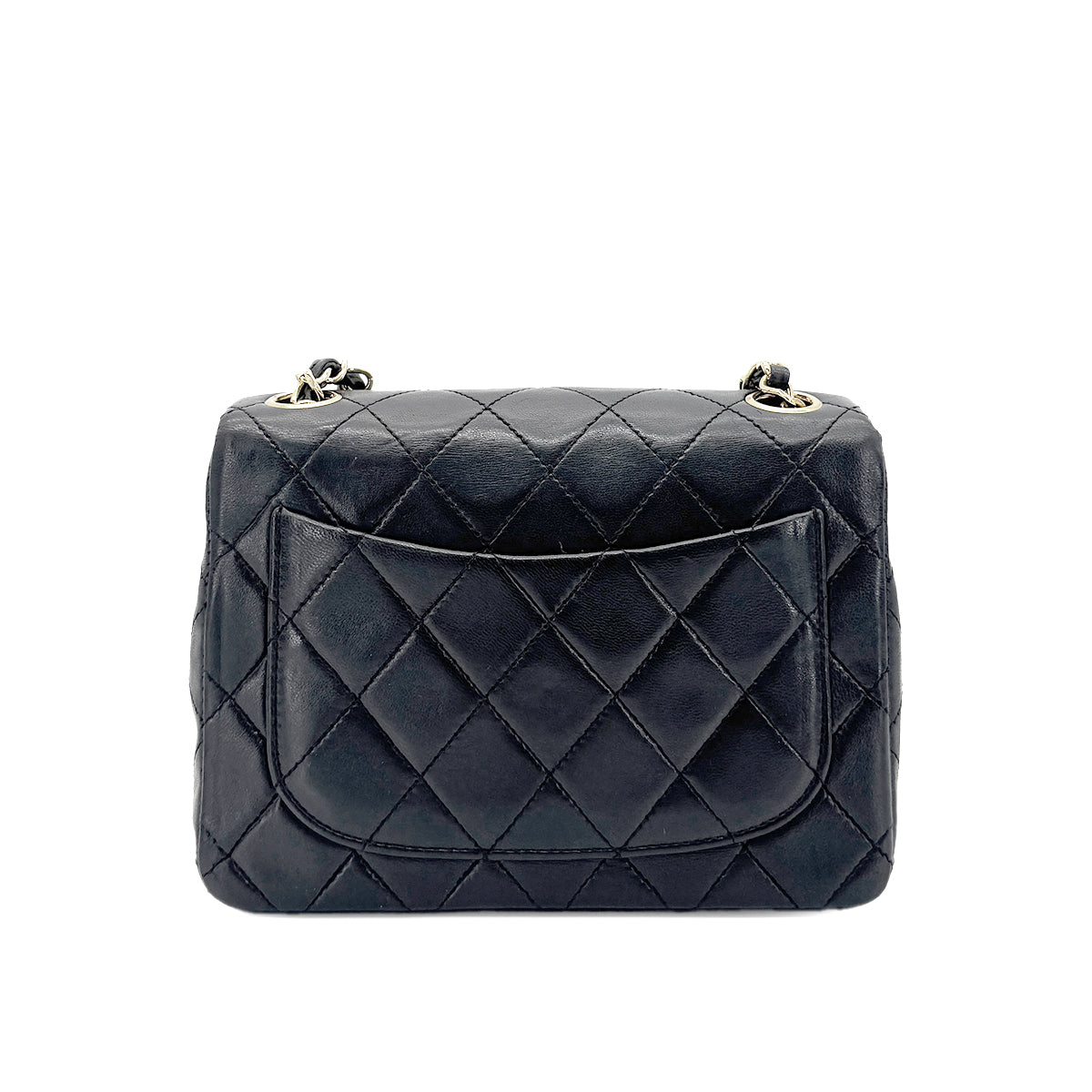 CHANEL VINTAGE MINI SQUARE 17 CHAIN SHOULDER BAG BLACK LAMB SKIN 90265881