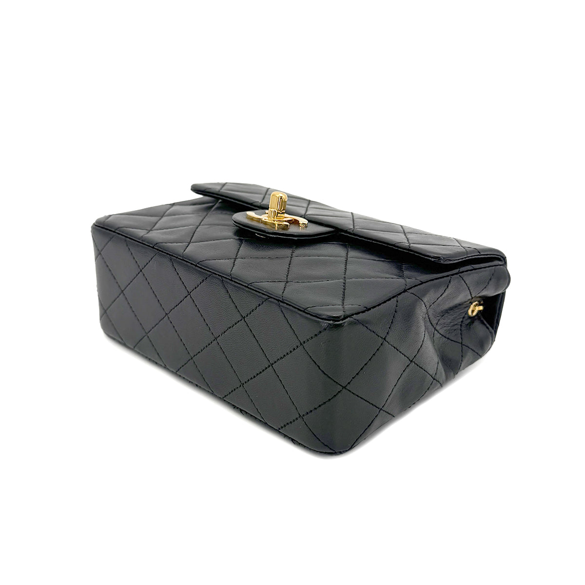 CHANEL VINTAGE MINI SQUARE 17 CHAIN SHOULDER BAG BLACK LAMB SKIN 90265881