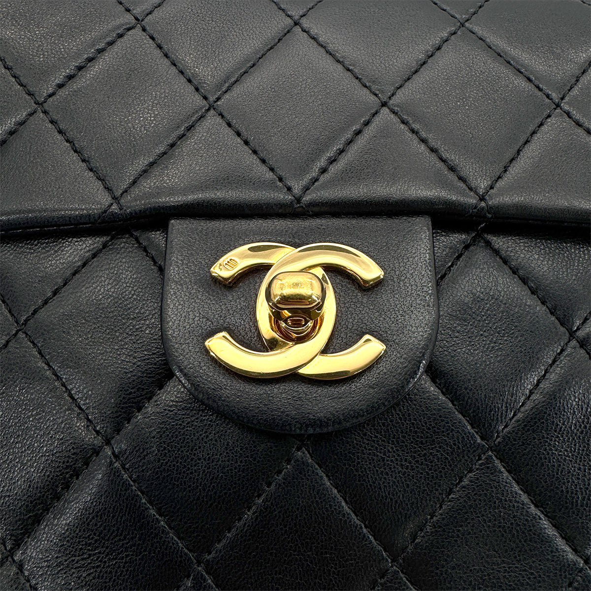 CHANEL VINTAGE MINI SQUARE 17 CHAIN SHOULDER BAG BLACK LAMB SKIN 90265881