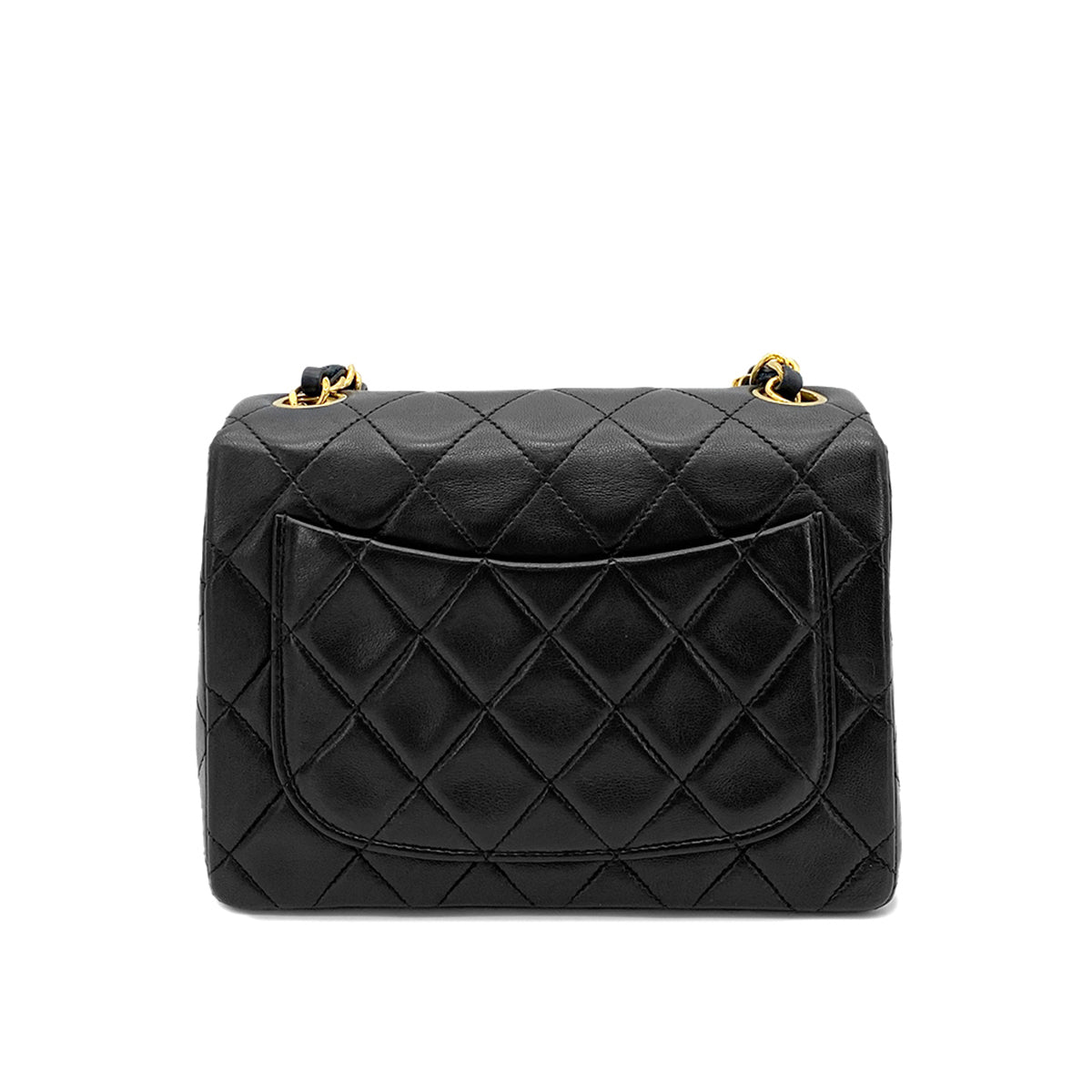 CHANEL VINTAGE MINI SQUARE 17 CHAIN SHOULDER BAG BLACK LAMB SKIN 90265883