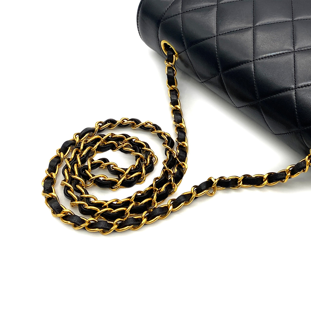 CHANEL VINTAGE DIANA MEDIUM CHAIN SHOULDER BAG BLACK LAMB SKIN 90265886