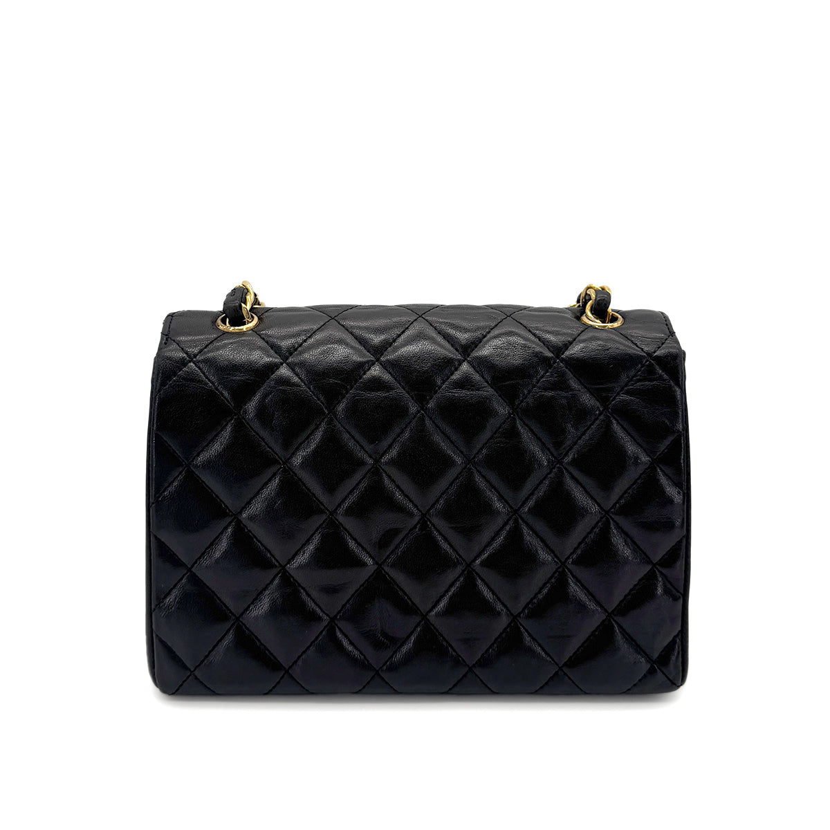 CHANEL VINTAGE MATELASSE BIG COCO CHAIN SHOULDER BAG BLACK LAMB SKIN 90265887