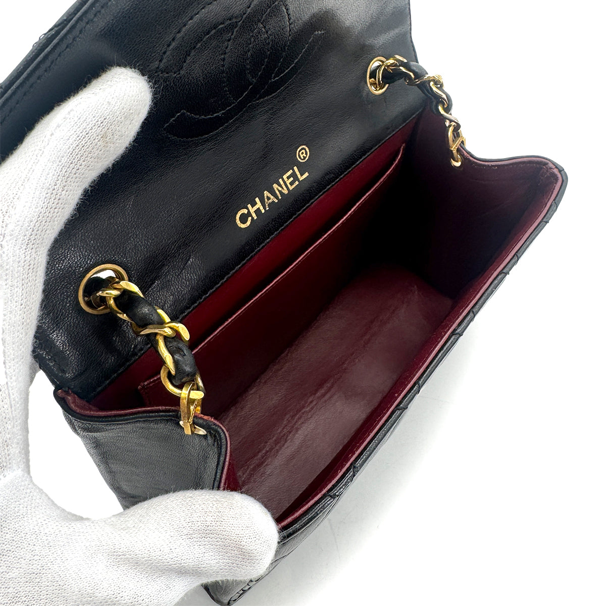 CHANEL VINTAGE MATELASSE BIG COCO CHAIN SHOULDER BAG BLACK LAMB SKIN 90265887