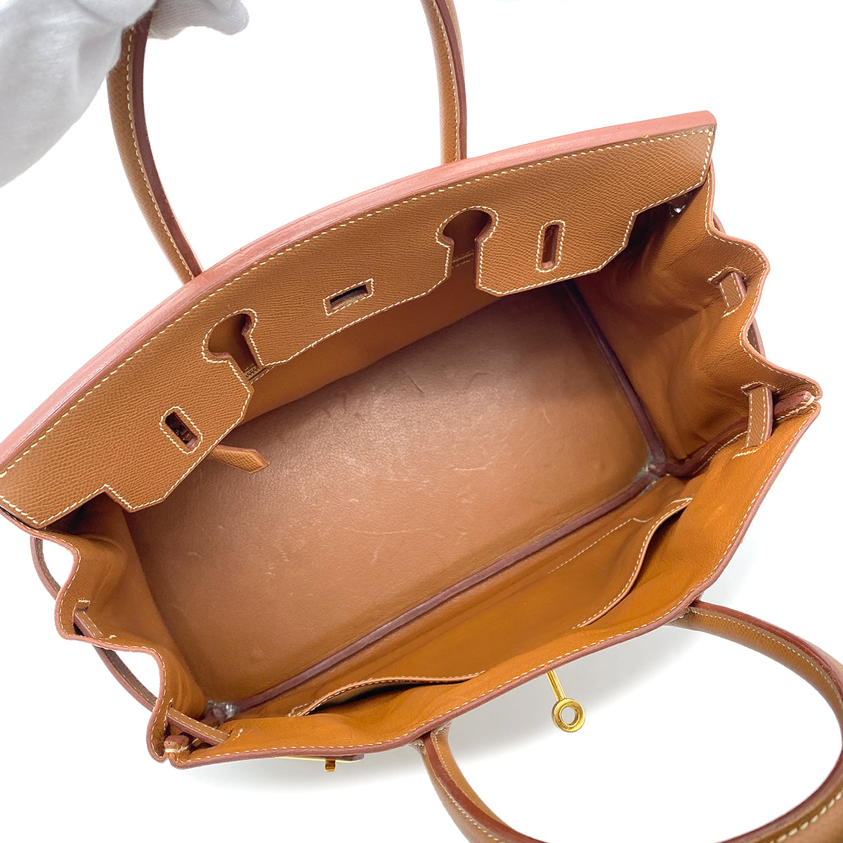 HERMES BIRKIN 30 GOLD COUCHEVEL HAND BAG □A GHW 90265893