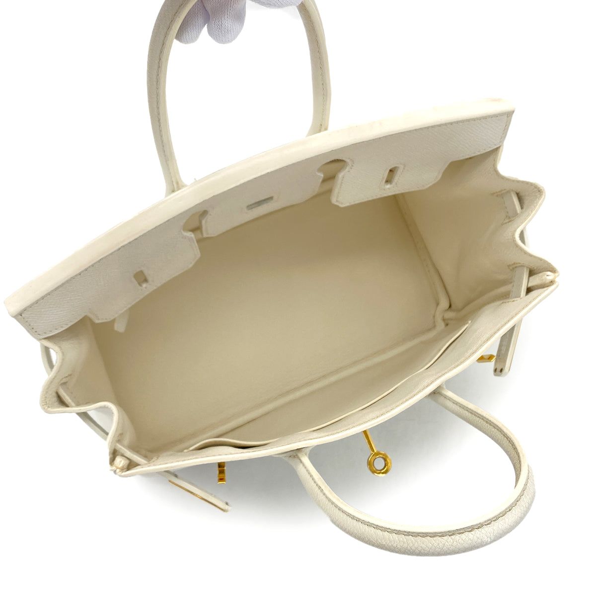 HERMES BIRKIN 25 WHITE VEAU EPSOM HAND BAG □N GHW 90265894