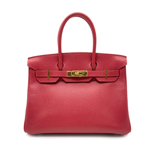 HERMES BIRKIN 30 ROUGE VIF COUCHEVEL HAND BAG □E GHW 90265897