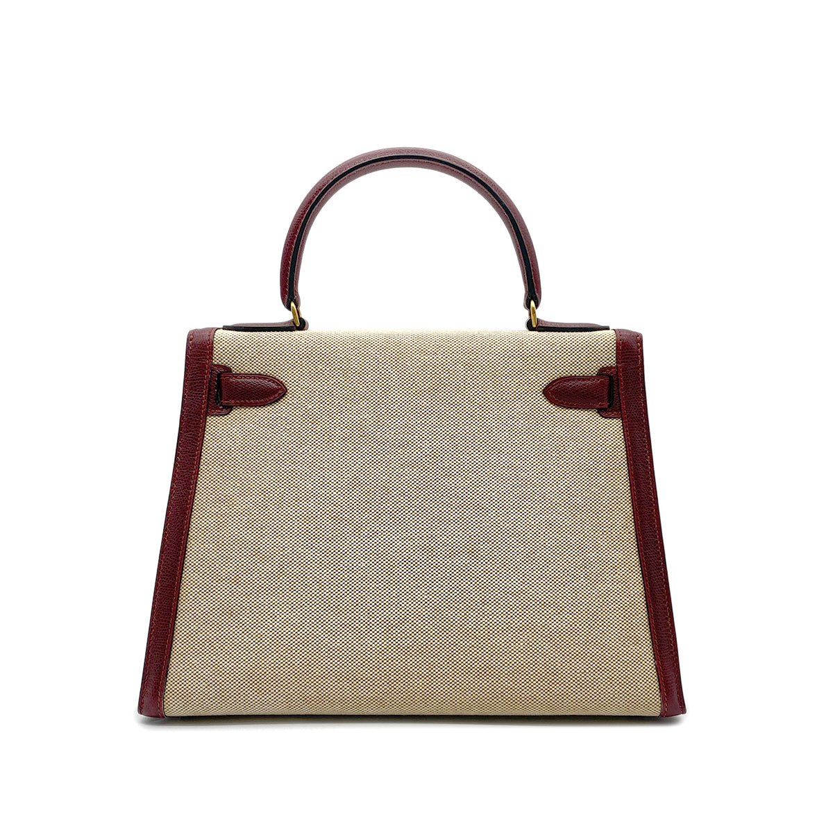 HERMES KELLY 28 ROUGE H ECRU TOILE H COUCHEVEL HAND BAG 〇M GHW 90265900
