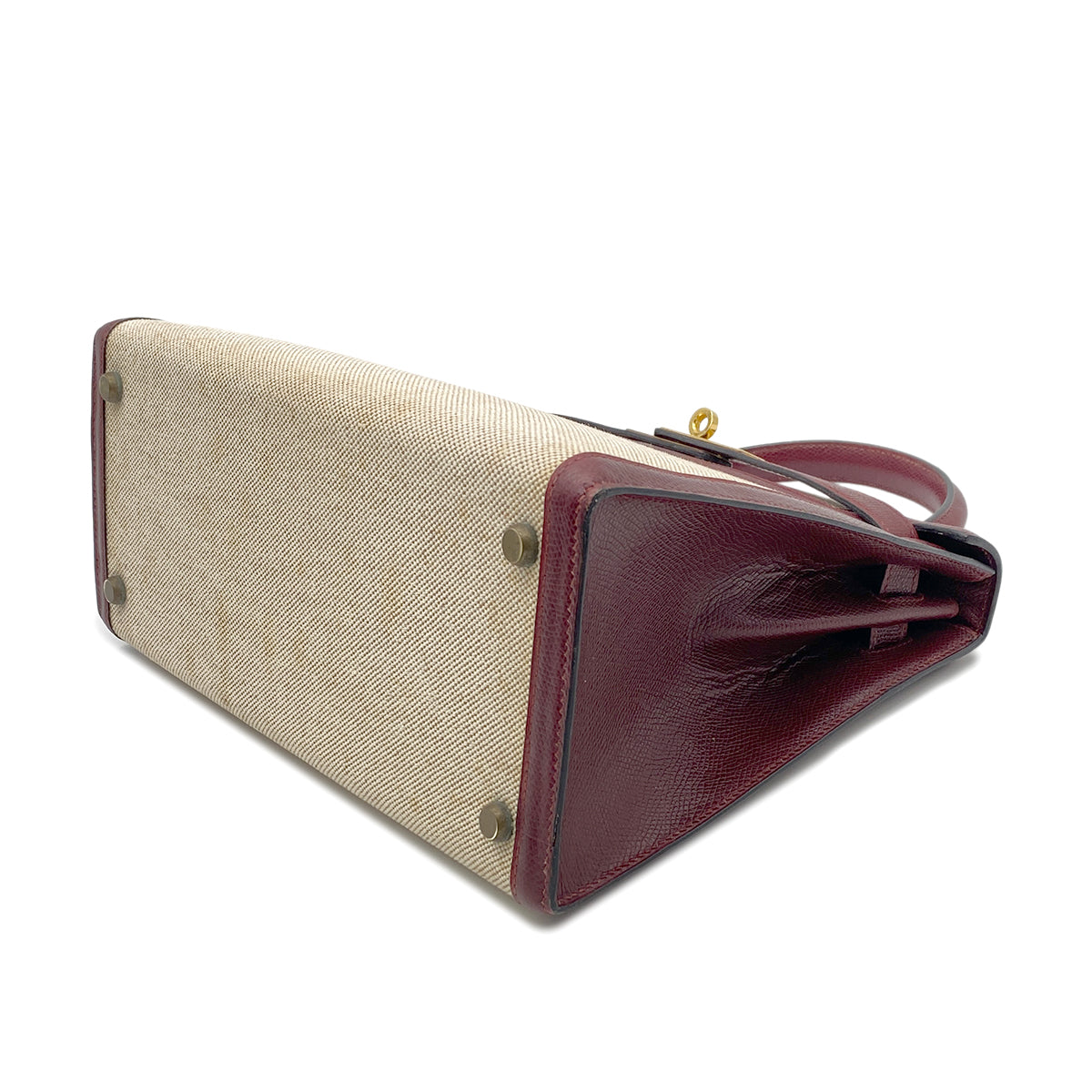 HERMES KELLY 28 ROUGE H ECRU TOILE H COUCHEVEL HAND BAG 〇M GHW 90265900