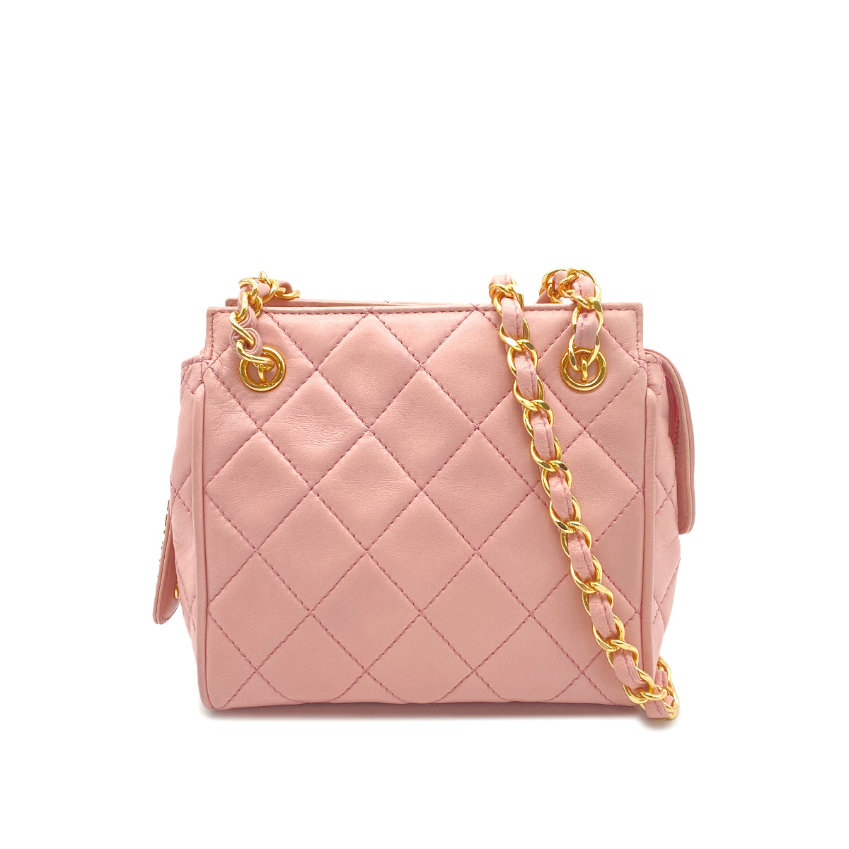 CHANEL VINTAGE MINI CHAIN SHOULDER BAG PINK LAMB SKIN 90265905