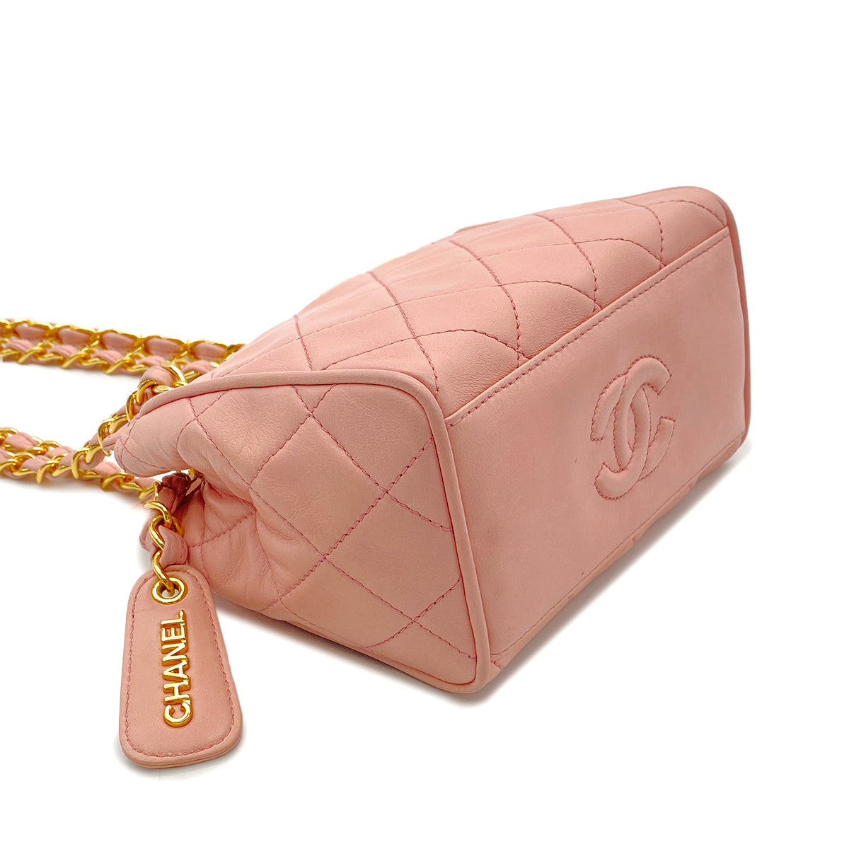 CHANEL VINTAGE MINI CHAIN SHOULDER BAG PINK LAMB SKIN 90265905