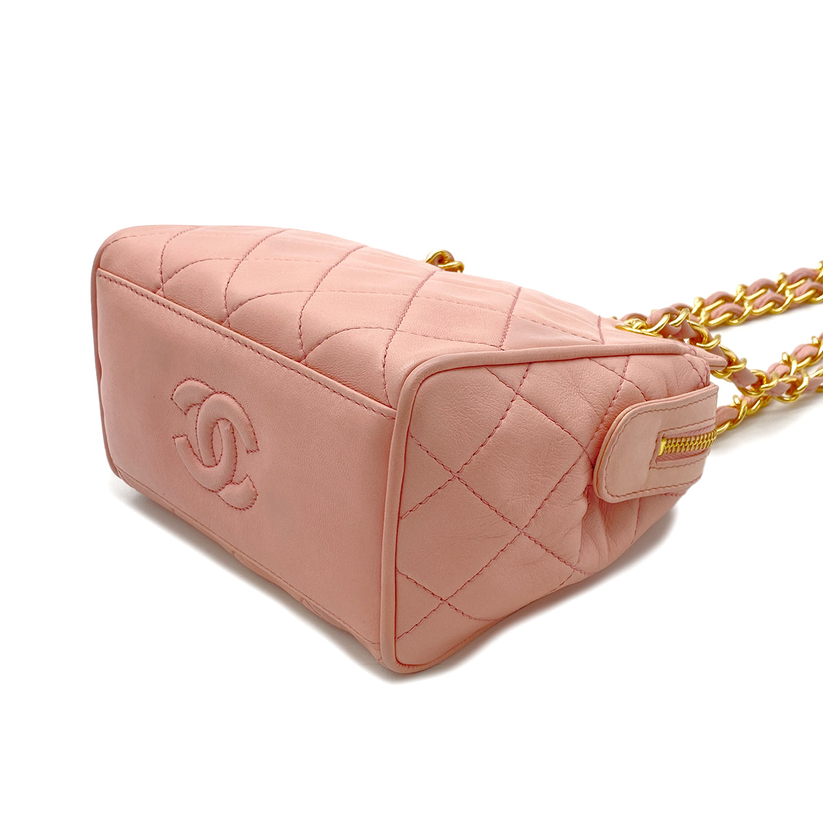 CHANEL VINTAGE MINI CHAIN SHOULDER BAG PINK LAMB SKIN 90265905