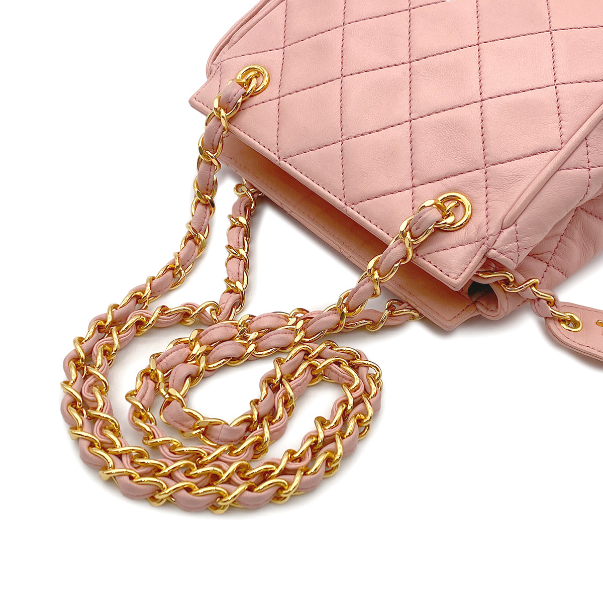 CHANEL VINTAGE MINI CHAIN SHOULDER BAG PINK LAMB SKIN 90265905