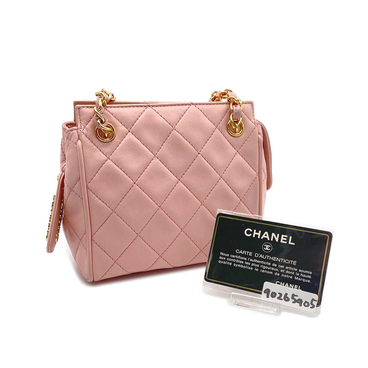 CHANEL VINTAGE MINI CHAIN SHOULDER BAG PINK LAMB SKIN 90265905