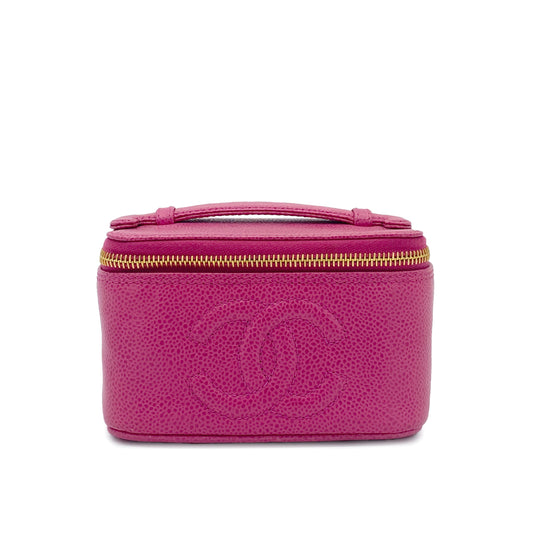 CHANEL VINTAGE MINI VANITY HAND BAG PINK CAVIAR SKIN 90265907