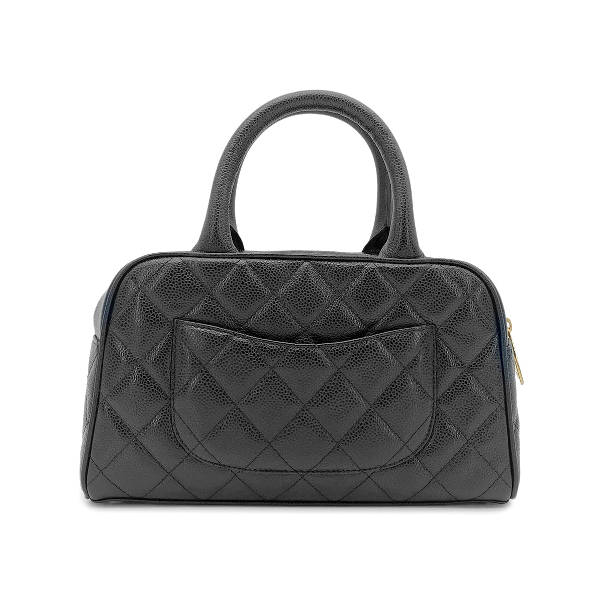 CHANEL VINTAGE MINI BOSTON HAND BAG BLACK CAVIAR SKIN 90265914