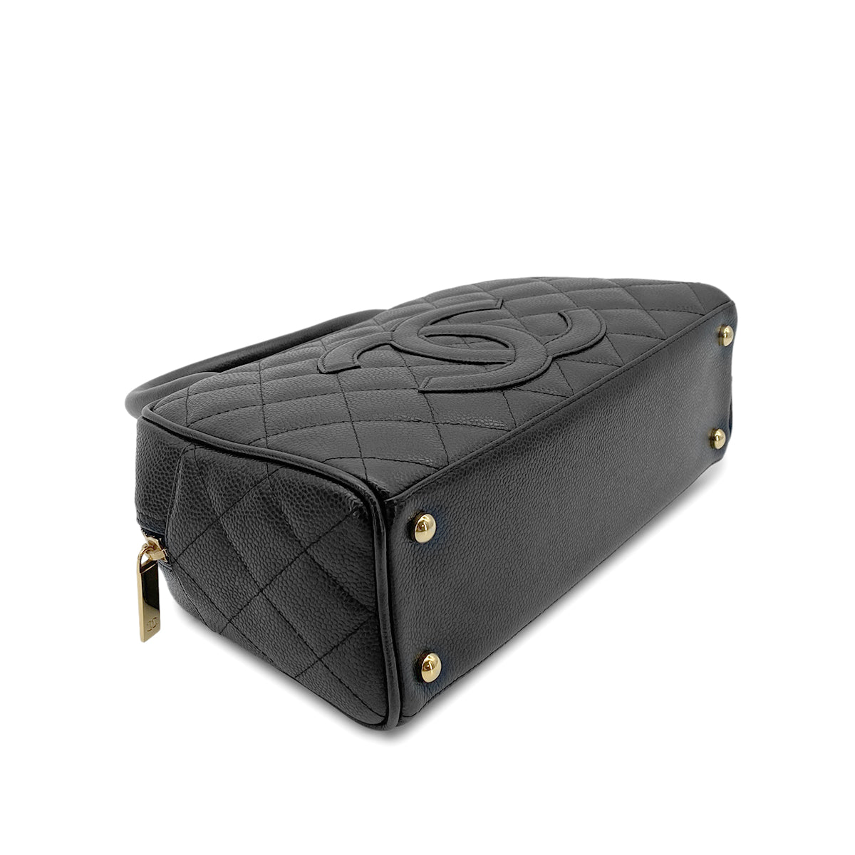 CHANEL VINTAGE MINI BOSTON HAND BAG BLACK CAVIAR SKIN 90265914