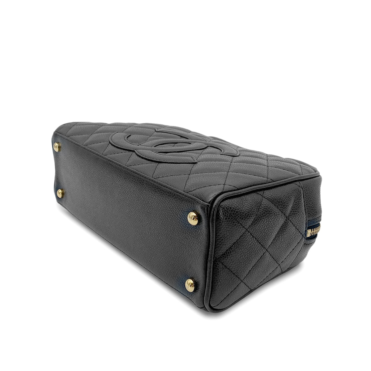 CHANEL VINTAGE MINI BOSTON HAND BAG BLACK CAVIAR SKIN 90265914