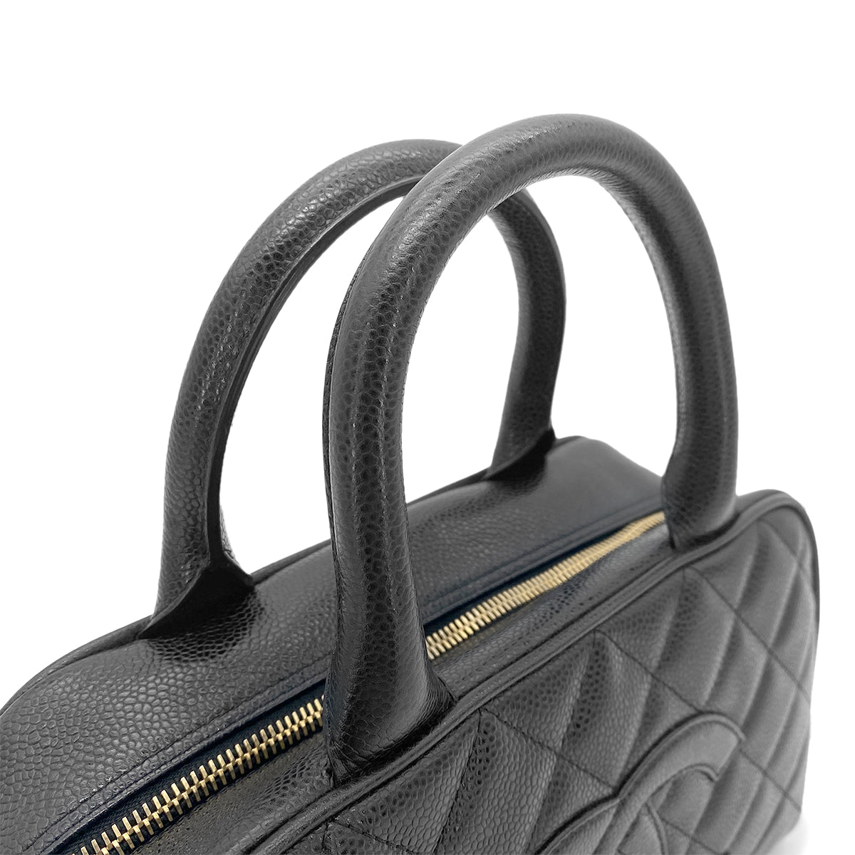 CHANEL VINTAGE MINI BOSTON HAND BAG BLACK CAVIAR SKIN 90265914