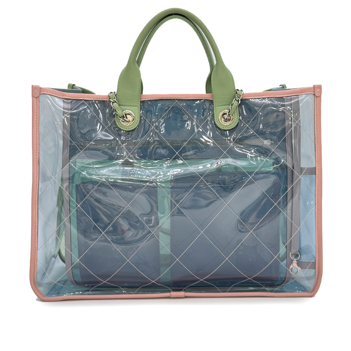 CHANEL COCO SPLASH TOTE BAG CLEAR GREEN BLUE VINYL LEATHER 90265916