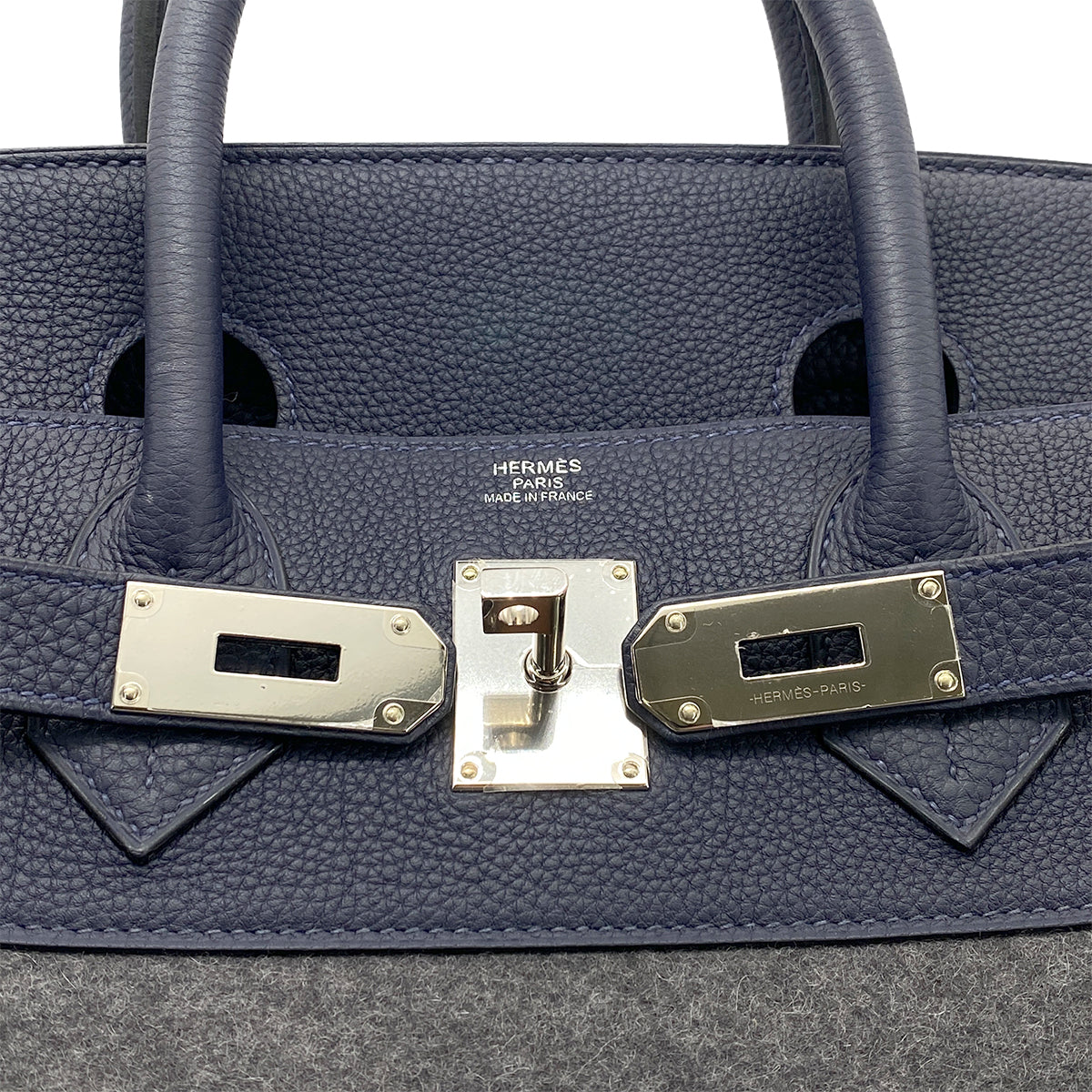 HERMES HAUT A COURROIES 40 TODOO BLEU NUIT GRIS MOYEN TOGO FEUTRE HAND BAG A 90266139