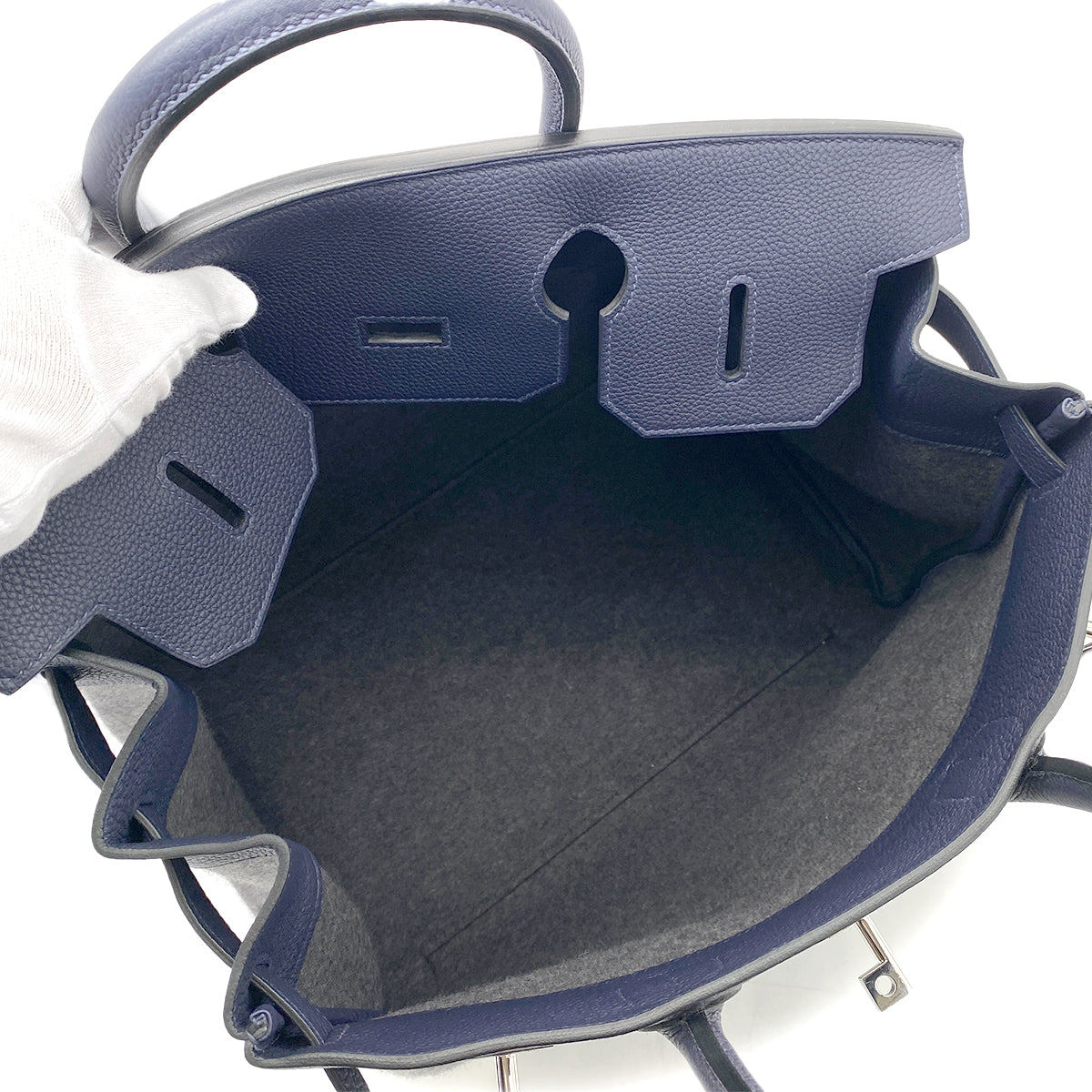 HERMES HAUT A COURROIES 40 TODOO BLEU NUIT GRIS MOYEN TOGO FEUTRE HAND BAG A 90266139