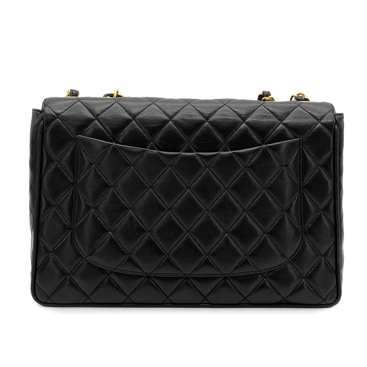 CHANEL VINTAGE JUMBO MATELASSE 30 CHAIN SHOULDER BAG BLACK LAMB SKIN 90266141