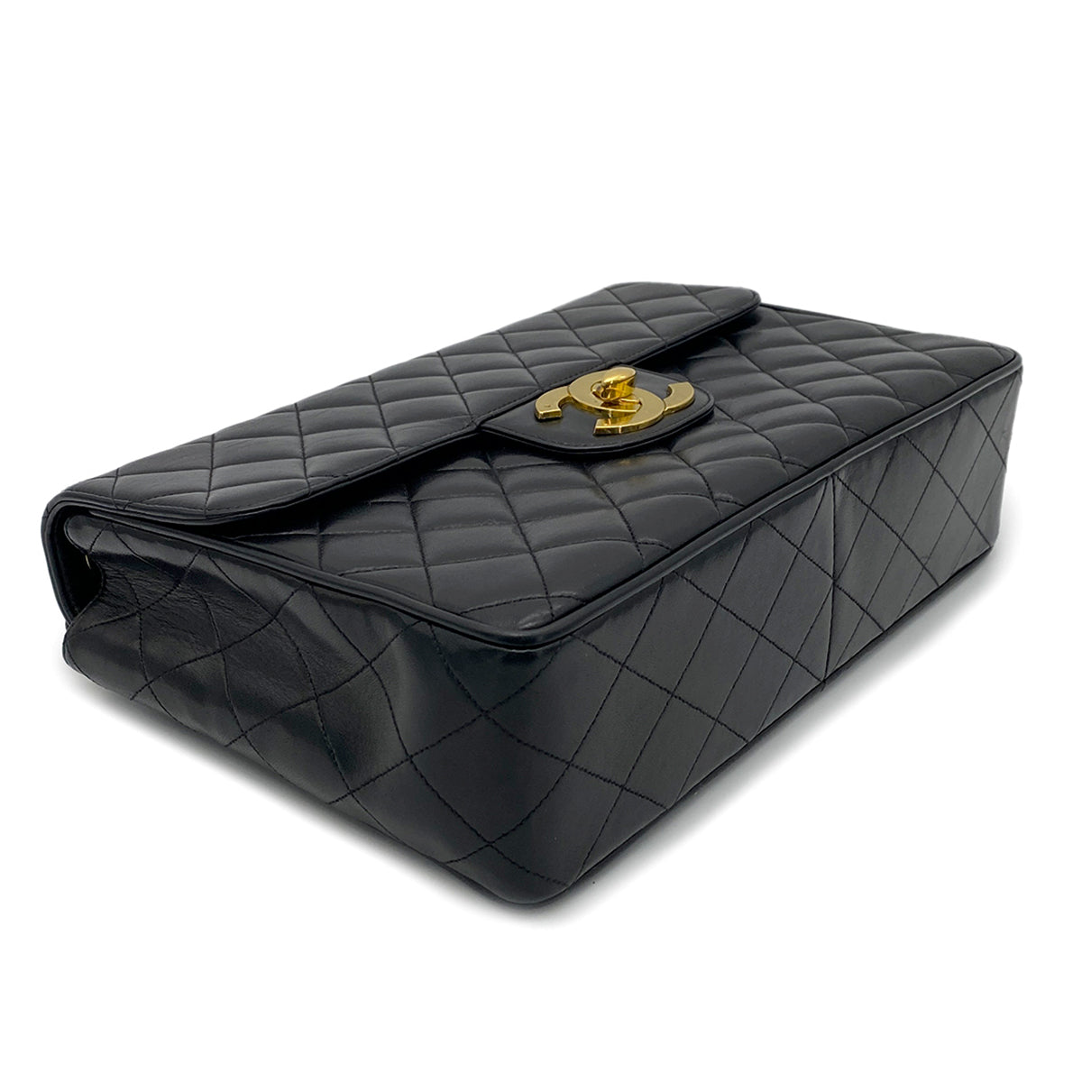 CHANEL VINTAGE JUMBO MATELASSE 30 CHAIN SHOULDER BAG BLACK LAMB SKIN 90266141