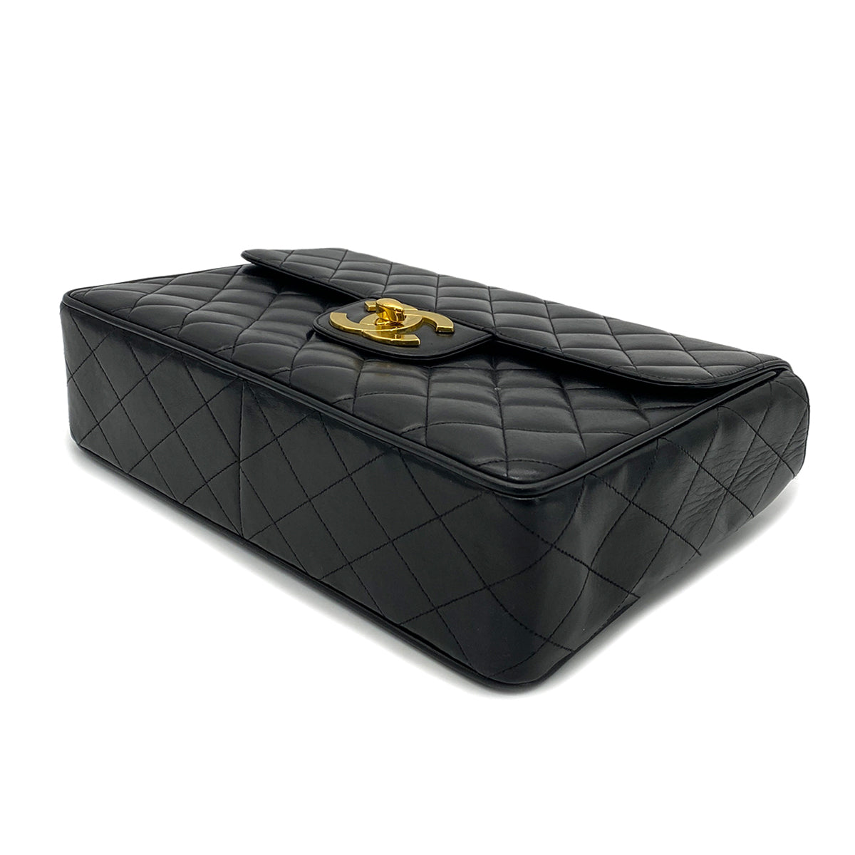 CHANEL VINTAGE JUMBO MATELASSE 30 CHAIN SHOULDER BAG BLACK LAMB SKIN 90266141